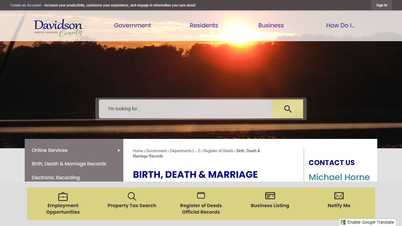 Birth, Death & Marriage Records | Davidson County, NC