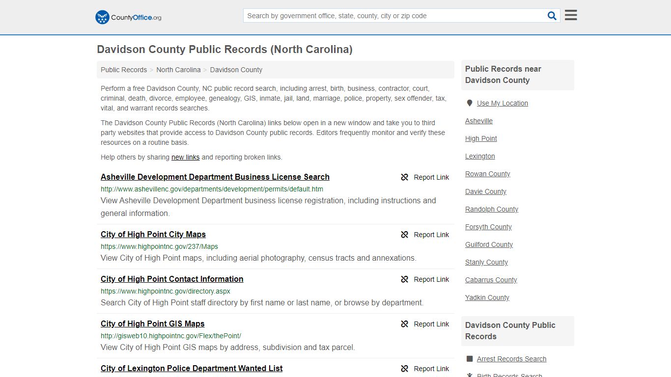 Public Records - Davidson County, NC (Business, Criminal ...