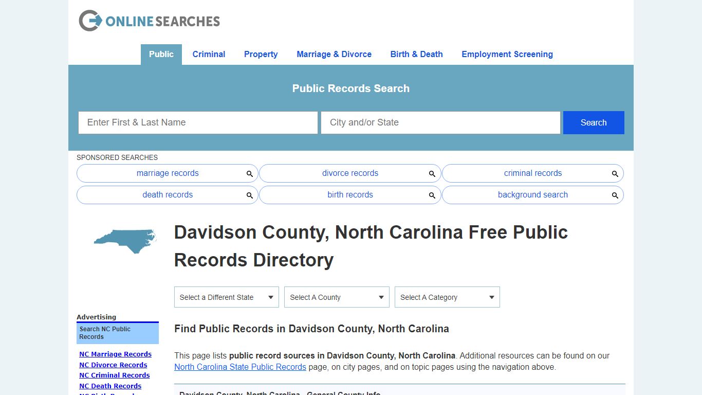 Davidson County, North Carolina Public Records Directory