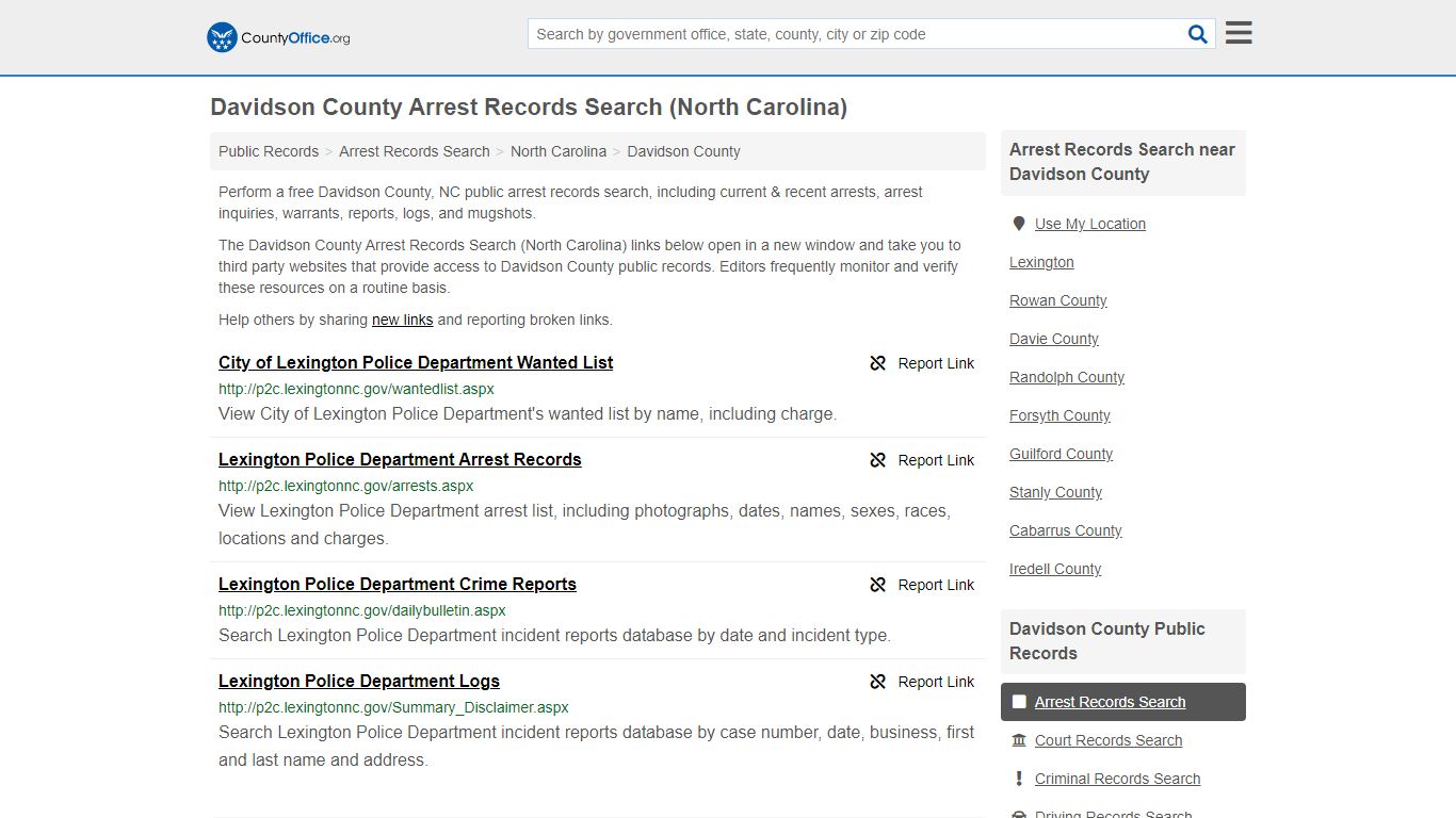 Arrest Records Search - Davidson County, NC (Arrests ...